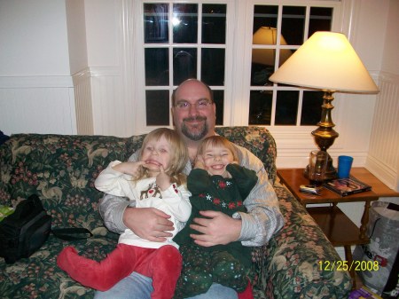 The girls with "Uncle" Pat Emmerich 12/25/2008