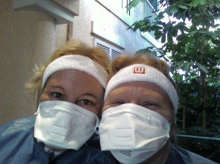 Tracy & I with our masks on