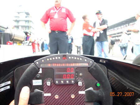 me driving the number 91 for pit stop practice at Indy