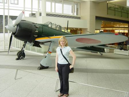 Daughter,Jill in Tokyo next to a WW2 Japanese Zero