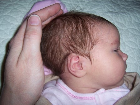 Sage and her Hair: 4 days old