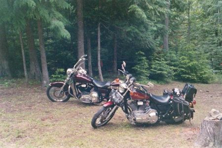 Theresa and my bikes in God's Country, Idaho