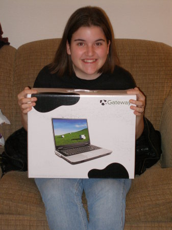 The daughter and a new laptop