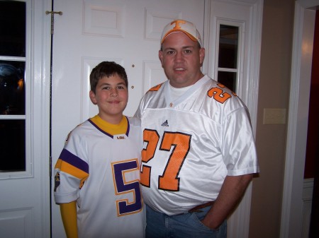 Me and my LSU fan son on the way to watch UT lose!  Hard pill to swallow with him.