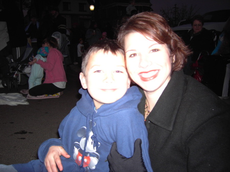 Our middle son 8 and I, watching our oldest in the Christmas Parade