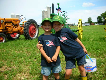 Grant & Hunter 4th of July 2006 in Minnesota..they love John Deere tractors