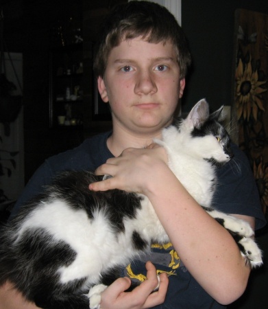 My youngest son Michael age 15 and our cat Harley