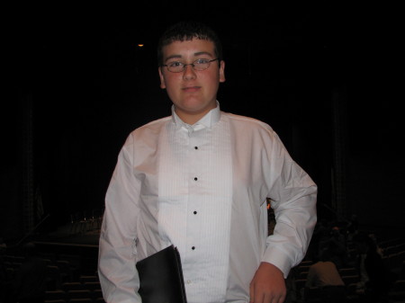 Daniel (son) - At 8th grade Band Concert