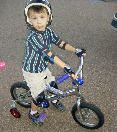 My youngest with his new real bike