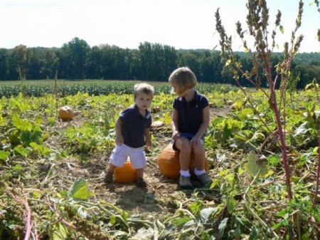 colin & emma waiting for the great pumpkin