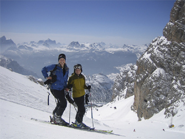 Skiing in the Dolomite Mts.