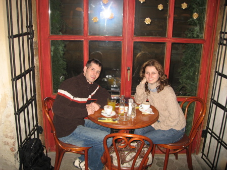 Alina and I at Bistro de arte, Brasov, Romania