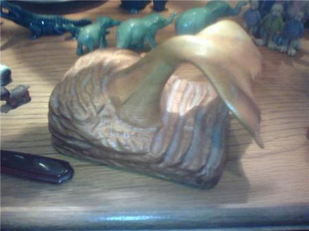 Whale tale carving