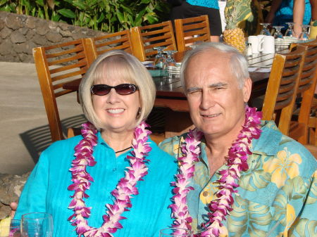 With Linda at a luau in Maui, 2007