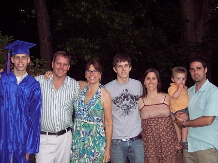 The Whole Rutledge Clan - Andrews 18 Grad from HS, My husband Mike, ME, Mike,Jr. 20 years old, Sara 28, Gavin 19 month, and my son-in-law Mark