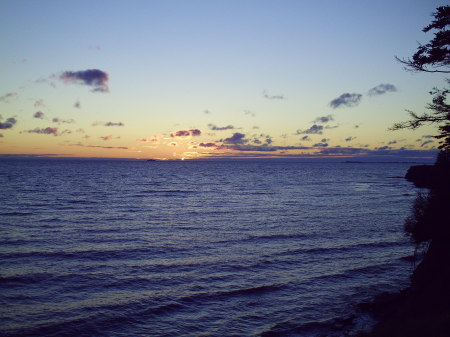 Ferry at sunset from front yard