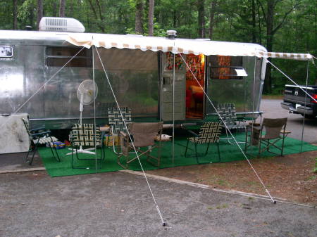 Our restored vintage travel trailer in the camp ground.