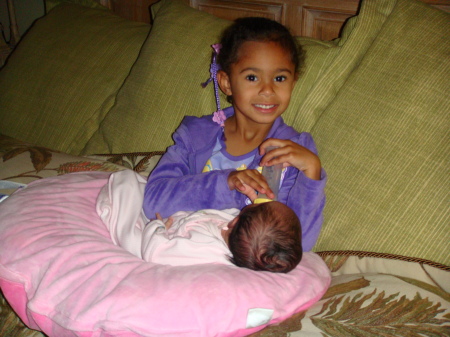 Erin feeding Chelsea