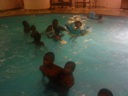 swimming in the pool at embassy