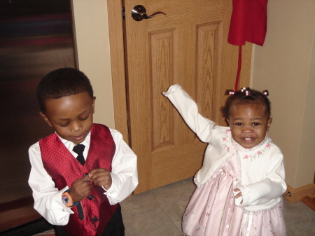 My kids getting ready for church