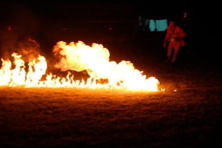 Flamming soccer ball