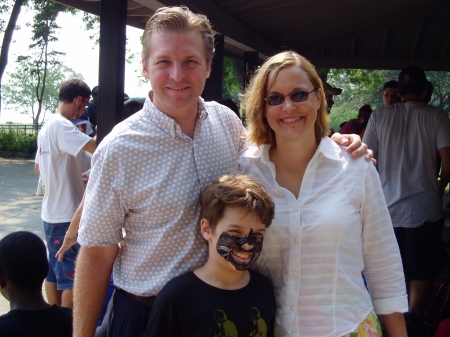 Sarah and Ted with Lelia - summer camp talent show for physically challenged and other kids