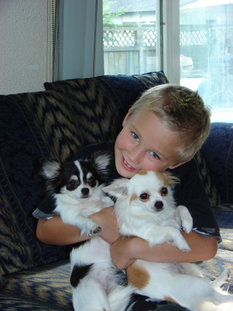 My Son Tyler and our dogs