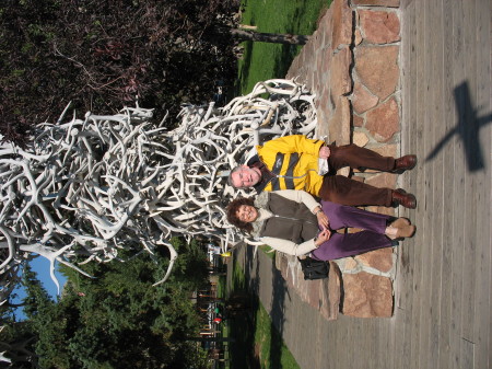 Marge & Art Winters under an antler arch