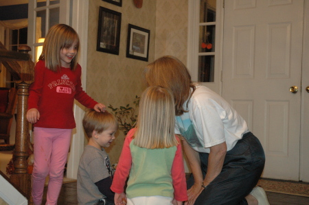 Playing a game with my grandchildren.