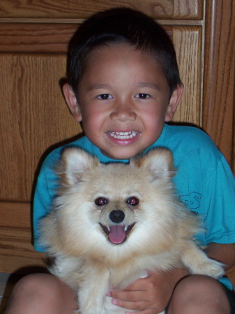 My son and his dog "Stitch"