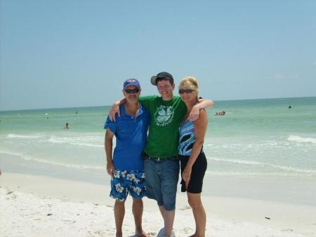 My husband, son Bryan and me at Siesta Key Beach in FLA