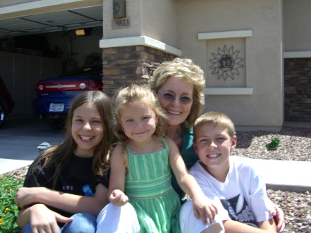 Me & more of my grandchildren.  Megan, Trinity & Zach