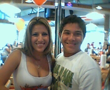NO! THIS IS NOT ME!  :( My son w/his favorite Hooter Girl!