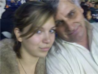 My Grandaughter and I at Charger game Mon. 12-24-07