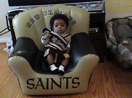 Saints #1 cheerleader at 4 months old
