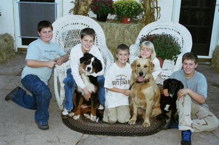 My 5 children...and 3 of our dogs