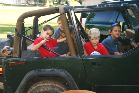 Grandboys in our Jeep at Piedmont