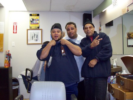 Barber teacher and two of his former students