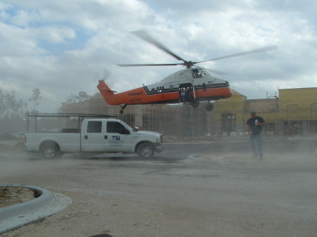 Lowe's A/C helicopter lift