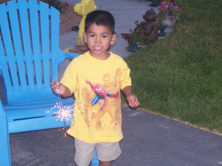 My son, Brayden, holding his first sparkler