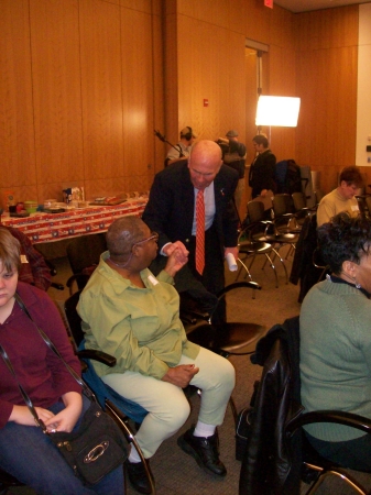 Delegate Hargrove talking with Hanover citizen