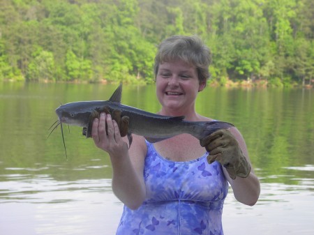 Sheila with a Leesville Lake catfish