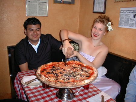 Megan and Adrian w/their "Wedding Pizza" NYC