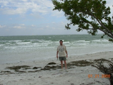 On the beach by the fishing pier