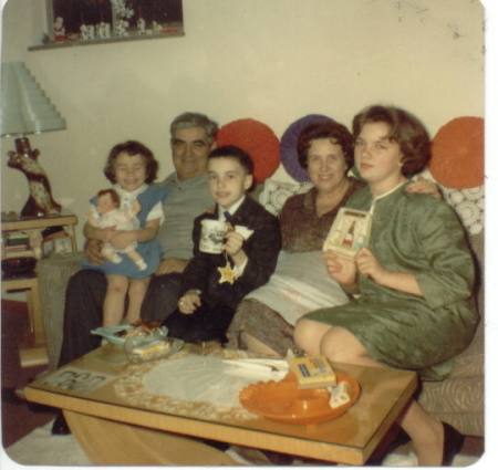 Xmas with grandparents and sisters 1960