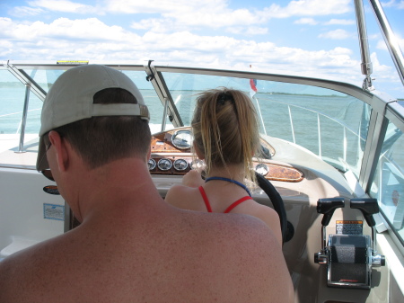Reagan driving our boat on Lake Lewisville...you go girl!!!