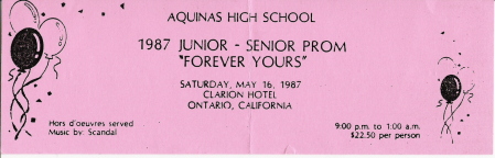 Senior Prom 1987 Ticket