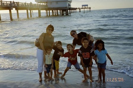 Having fun at the beach w/cousin, Lori, and her kids