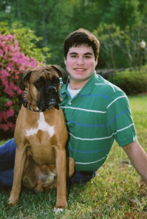 Adam and our boxer, Jake