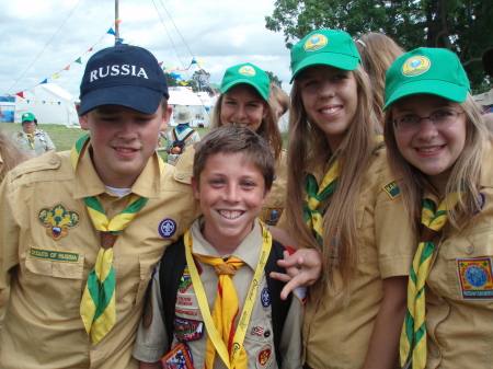 Trevor with new Russian friends at Jambo